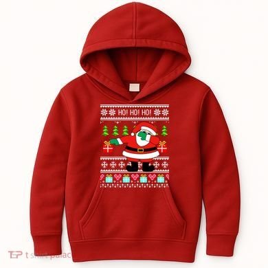 Dabbing Santa Claus Ugly Christmas Sweater Design Kids Hoodie
