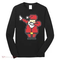 Dabbing Santa Pix-elated Christmas Long Sleeve Shirt thumb 0