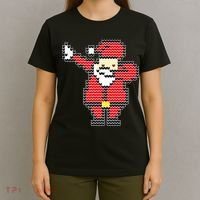 Dabbing Santa Pix-elated Christmas T-Shirt thumb 4
