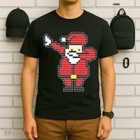 Dabbing Santa Pix-elated Christmas T-Shirt thumb 6