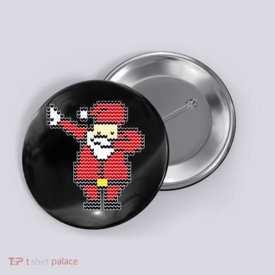 Dabbing Santa Pix-elated Christmas Button