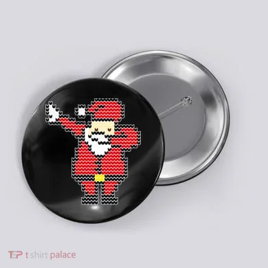 Dabbing Santa Pix-elated Christmas Button