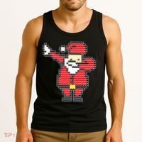 Dabbing Santa Pix-elated Christmas Tank Top thumb 3