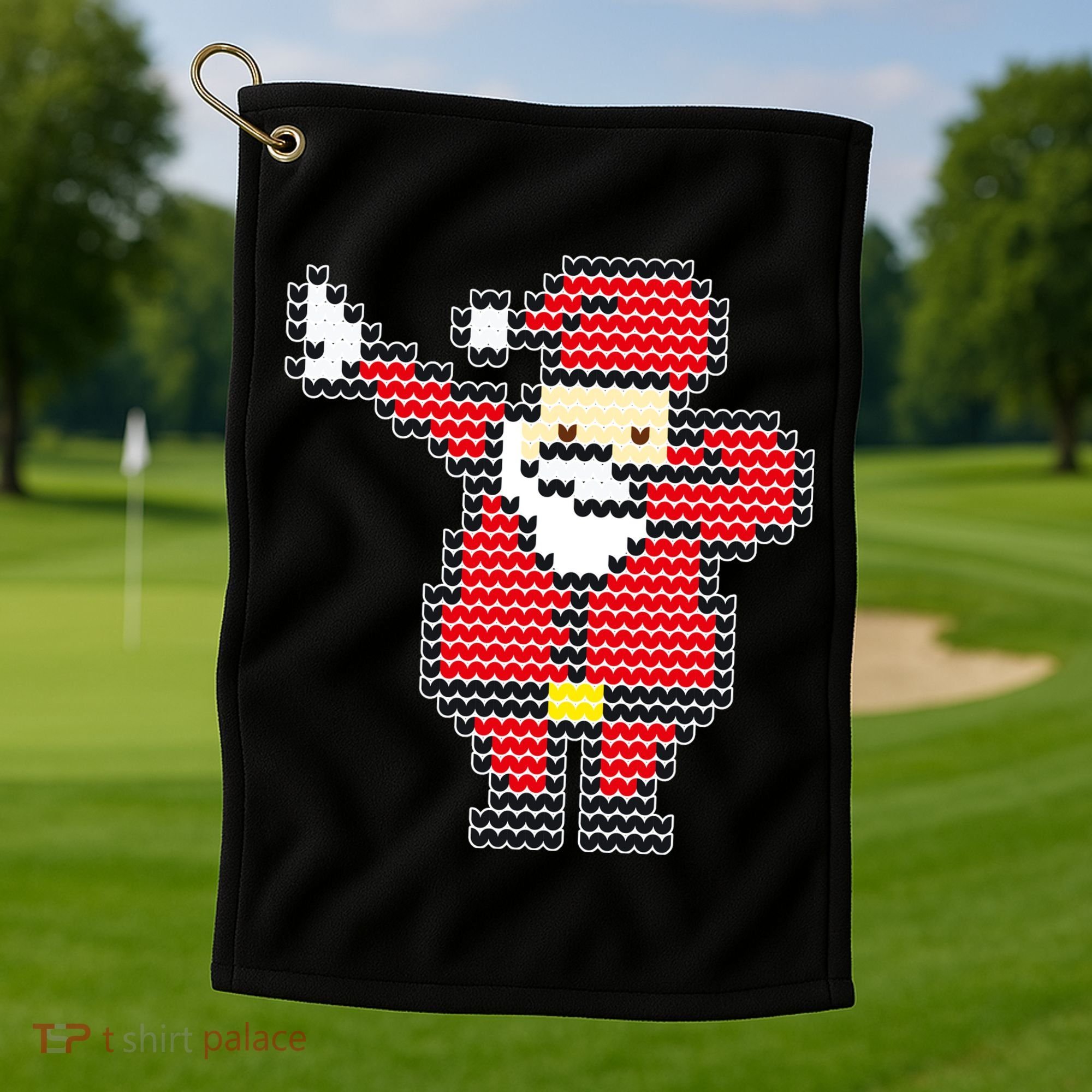 Dabbing Santa Pix-elated Christmas Golf Towel