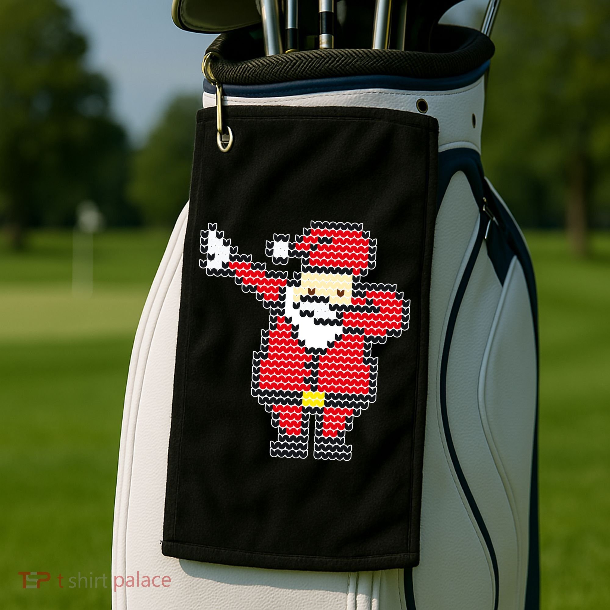 Dabbing Santa Pix-elated Christmas Golf Towel