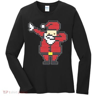 Dabbing Santa Pix-elated Christmas Women's Long Sleeve Shirt