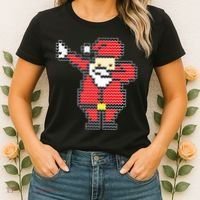 Dabbing Santa Pix-elated Christmas Women's T-Shirt thumb 2