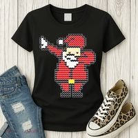 Dabbing Santa Pix-elated Christmas Women's T-Shirt thumb 3