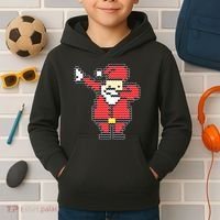 Dabbing Santa Pix-elated Christmas Kids Hoodie thumb 2