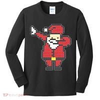 Dabbing Santa Pix-elated Christmas Kids Long Sleeve Shirt thumb 0