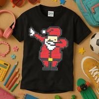 Dabbing Santa Pix-elated Christmas Kids T-Shirt thumb 3
