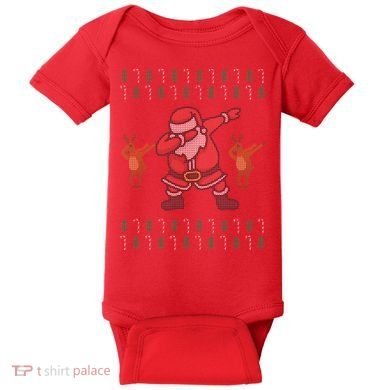 Dabbing Santa Ugly Christmas Baby Bodysuit