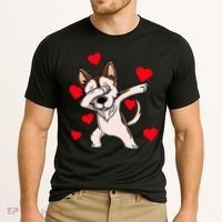 Dabbing Siberian Husky Valentines Day Cooling Performance Crew T-Shirt thumb 2