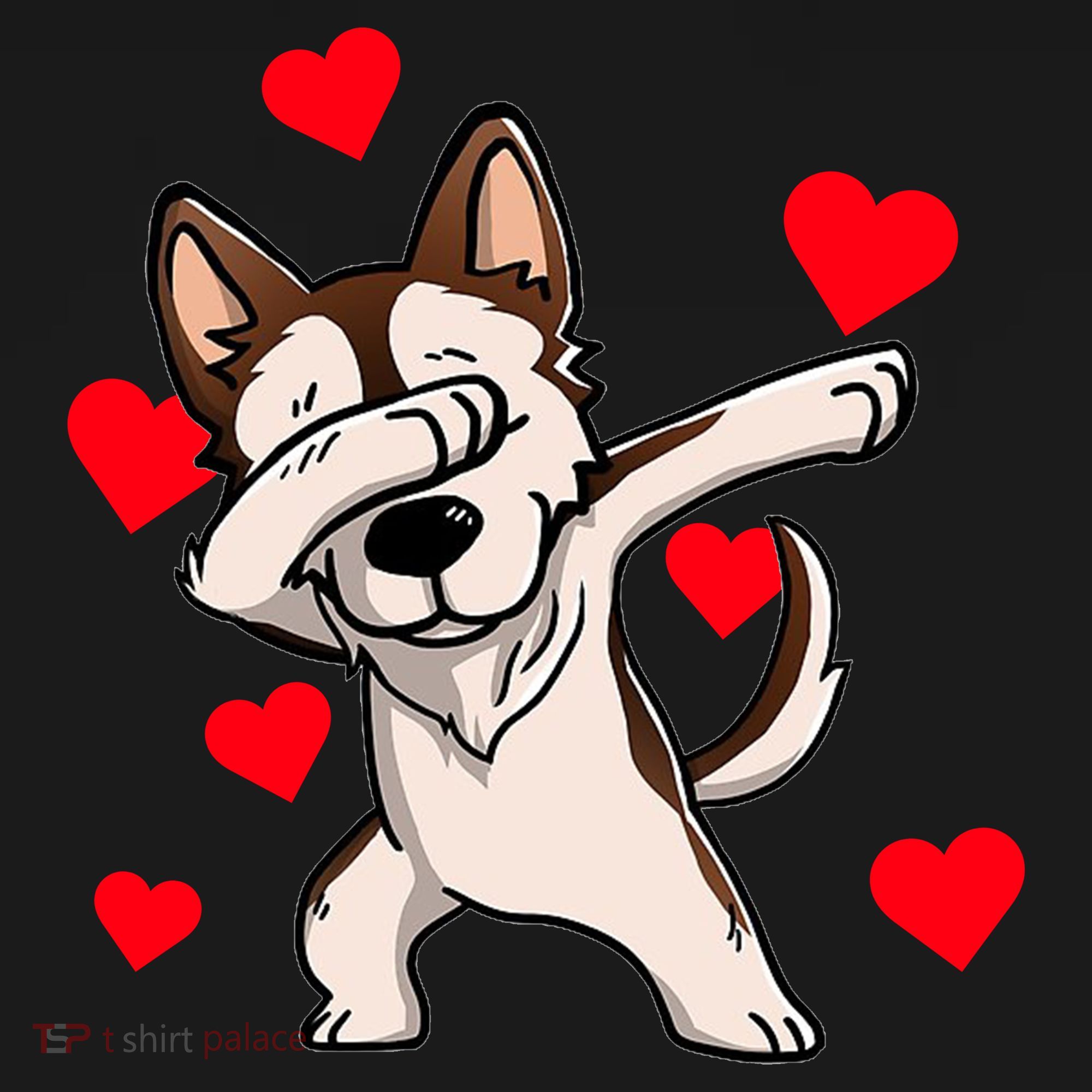 Dabbing Siberian Husky Valentines Day Cooling Performance Crew T-Shirt
