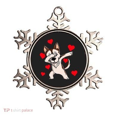Dabbing Siberian Husky Valentines Day Ornament