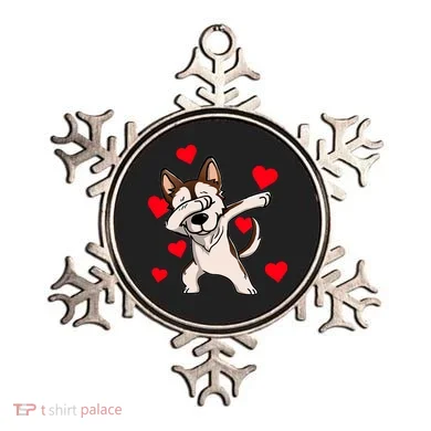 Dabbing Siberian Husky Valentines Day Ornament