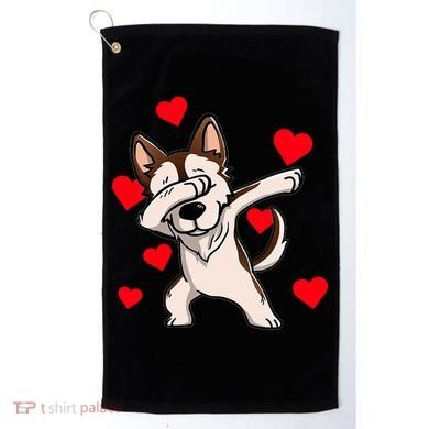 Dabbing Siberian Husky Valentines Day Golf Towel