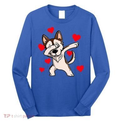 Dabbing Siberian Husky Valentines Day Long Sleeve Shirt