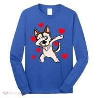 Dabbing Siberian Husky Valentines Day Long Sleeve Shirt thumb 0
