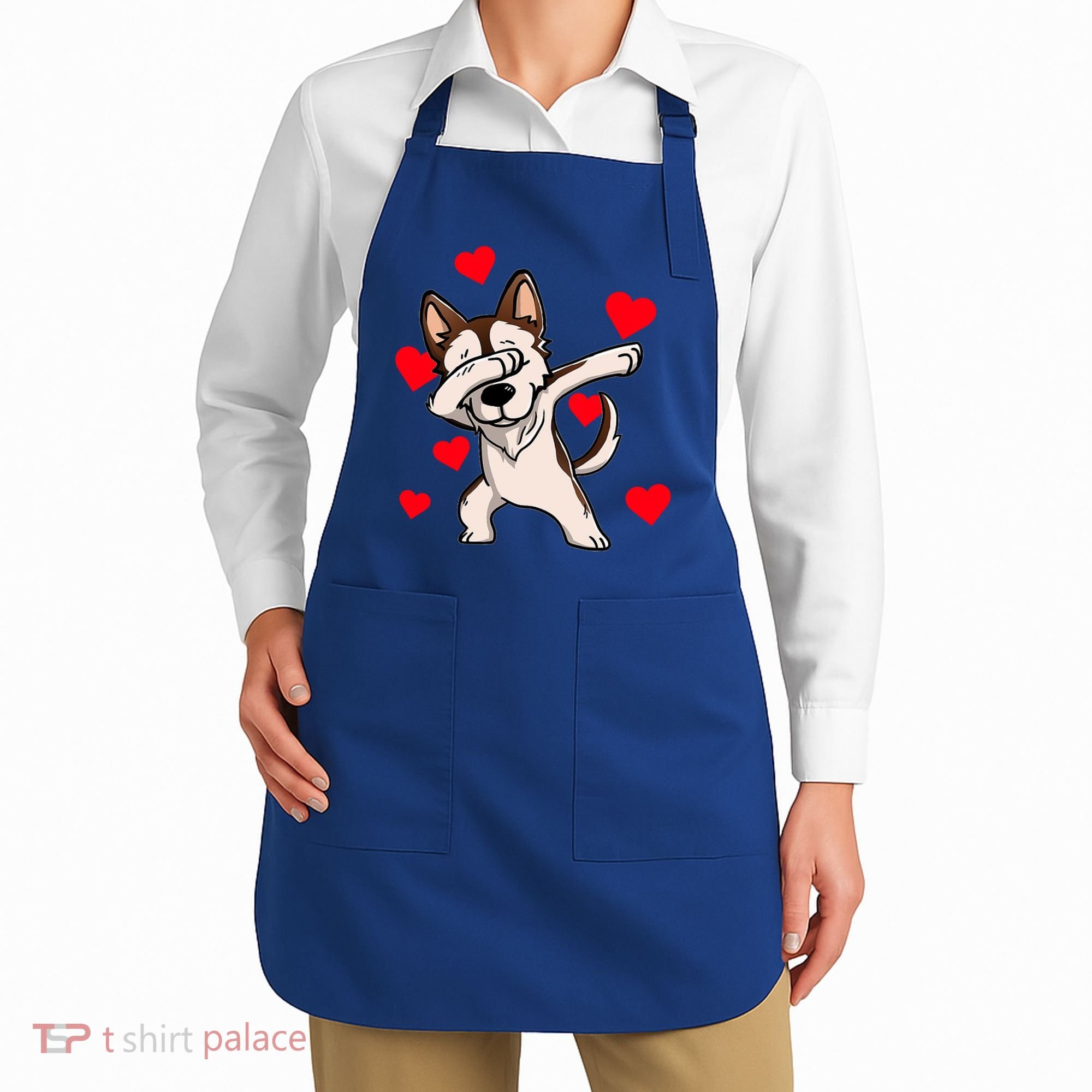 Dabbing Siberian Husky Valentines Day Apron