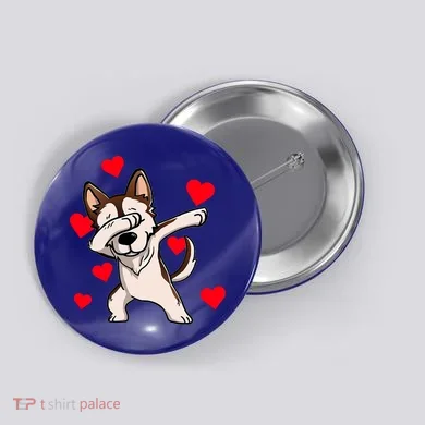 Dabbing Siberian Husky Valentines Day Button