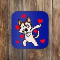 Dabbing Siberian Husky Valentines Day Coaster thumb 0