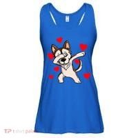 Dabbing Siberian Husky Valentines Day Ladies Essential Flowy Tank thumb 0