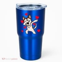 Dabbing Siberian Husky Valentines Day Tumbler thumb 0