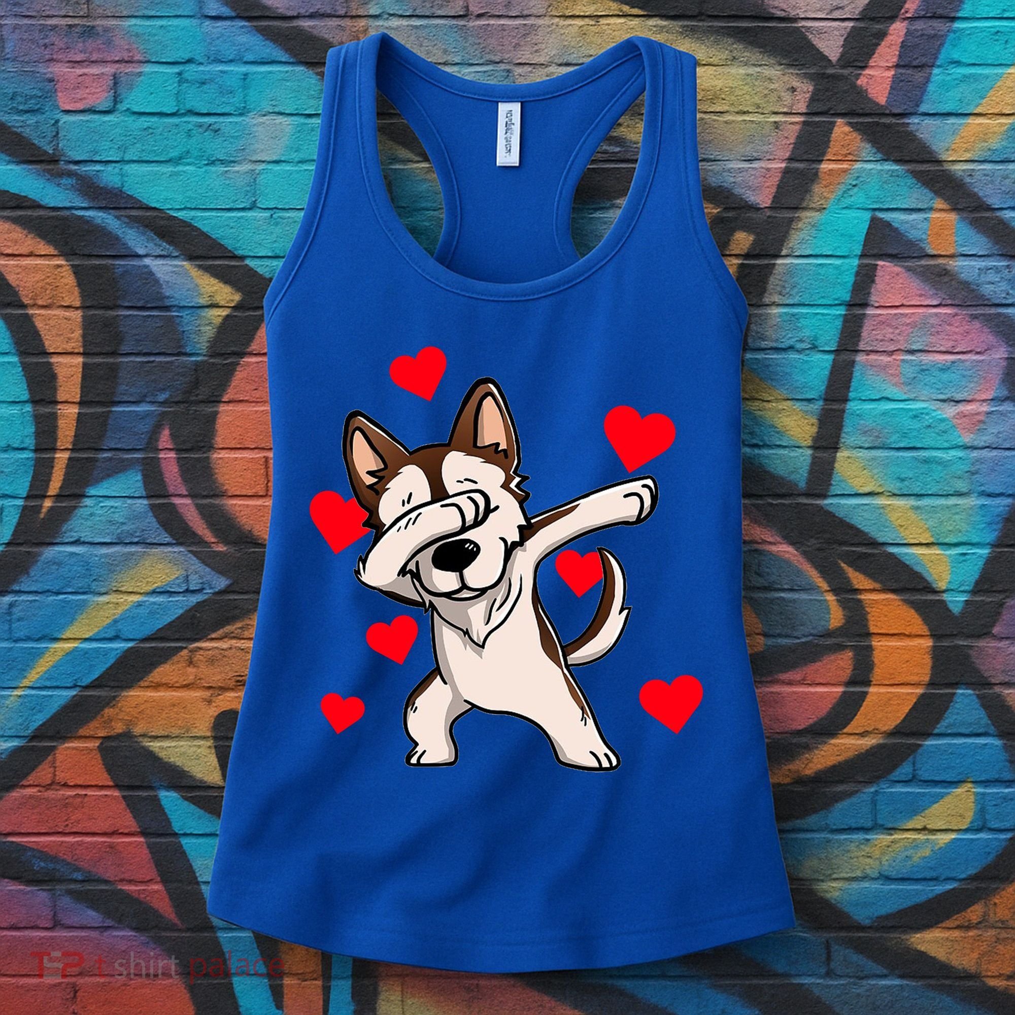 Dabbing Siberian Husky Valentines Day Women's Tank Top