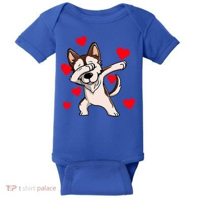 Dabbing Siberian Husky Valentines Day Baby Bodysuit