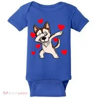 Dabbing Siberian Husky Valentines Day Baby Bodysuit thumb 0