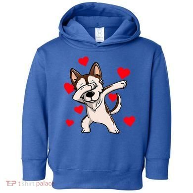 Dabbing Siberian Husky Valentines Day Toddler Hoodie