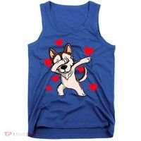 Dabbing Siberian Husky Valentines Day Tank Top thumb 0