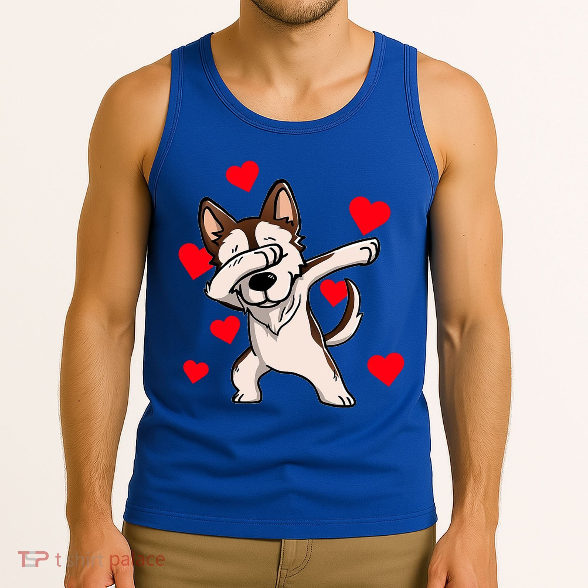 Dabbing Siberian Husky Valentines Day Tank Top