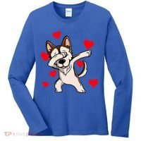 Dabbing Siberian Husky Valentines Day Women's Long Sleeve Shirt thumb 0