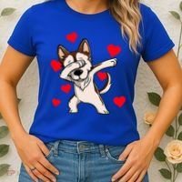 Dabbing Siberian Husky Valentines Day Women's T-Shirt thumb 2