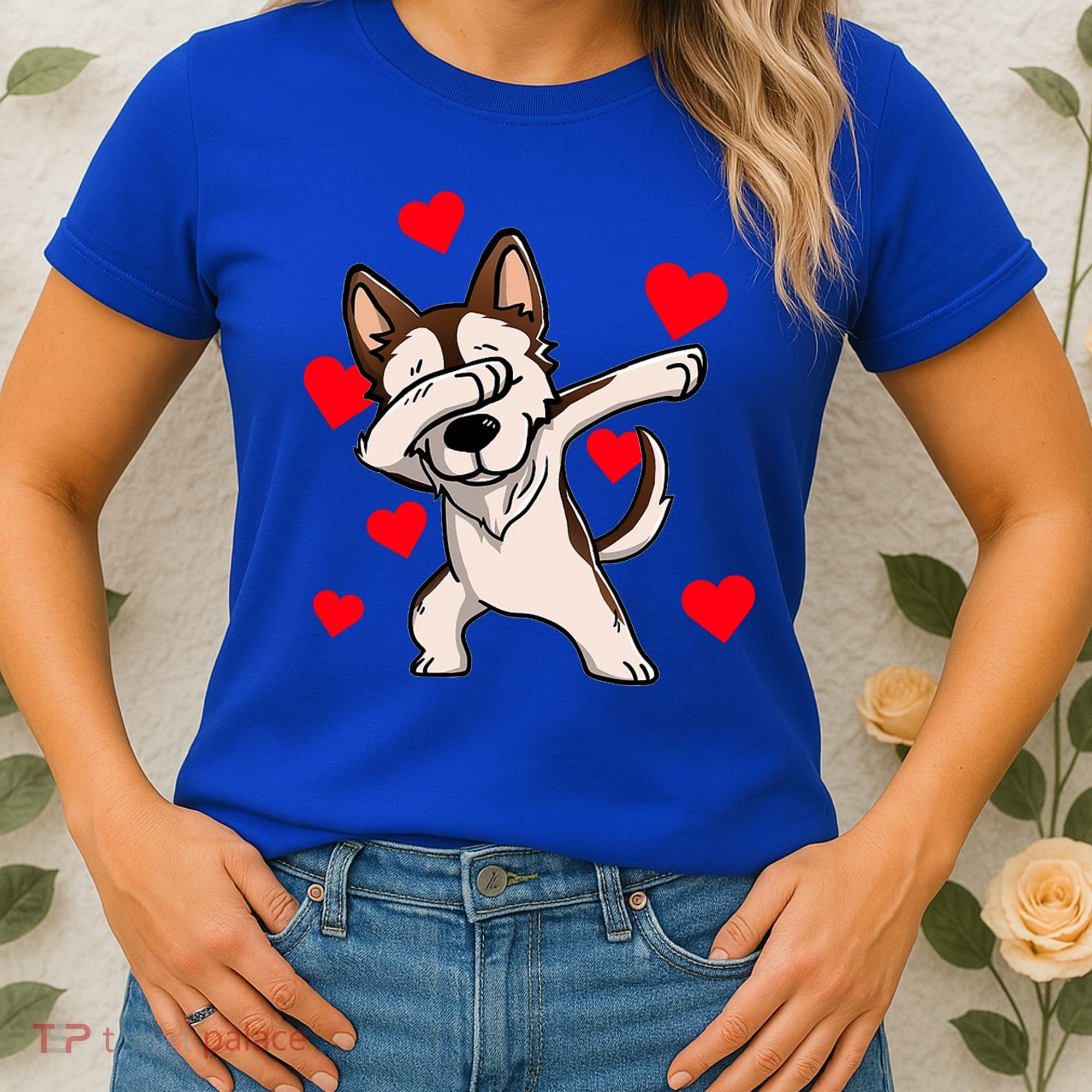 Dabbing Siberian Husky Valentines Day Women's T-Shirt