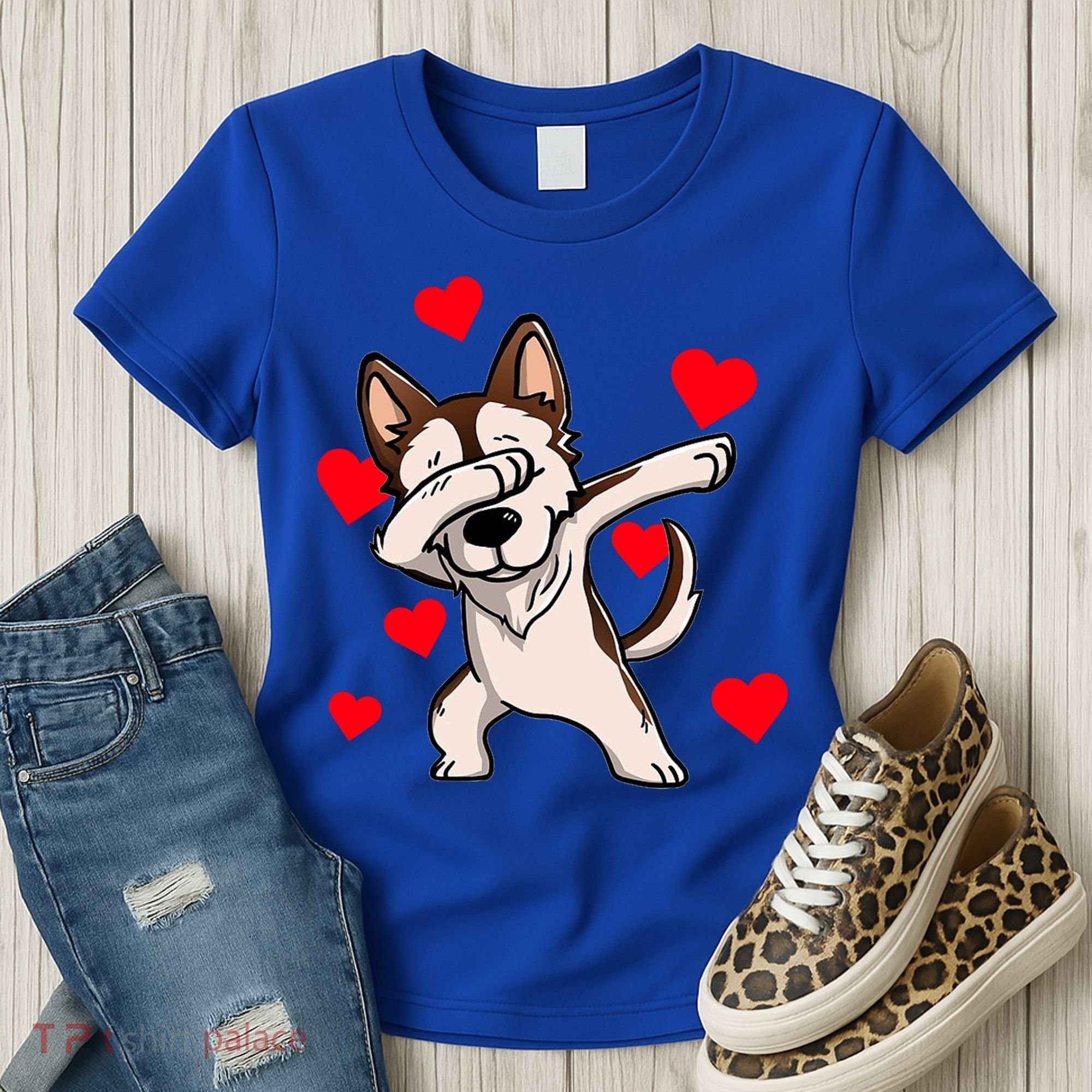 Dabbing Siberian Husky Valentines Day Women's T-Shirt