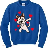 Dabbing Siberian Husky Valentines Day Kids Sweatshirt thumb 0