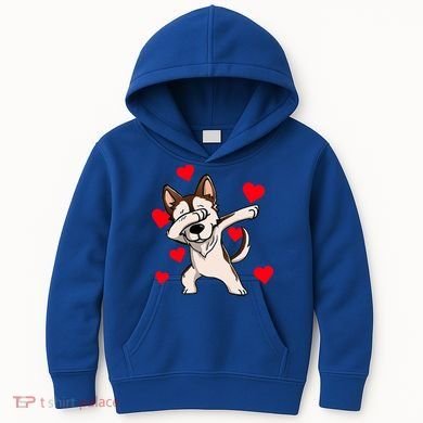 Dabbing Siberian Husky Valentines Day Kids Hoodie