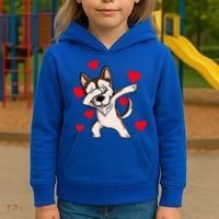 Dabbing Siberian Husky Valentines Day Kids Hoodie thumb 3