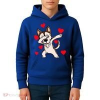 Dabbing Siberian Husky Valentines Day Kids Hoodie thumb 4