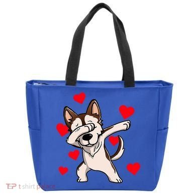 Dabbing Siberian Husky Valentines Day Tote Bag