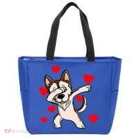 Dabbing Siberian Husky Valentines Day Tote Bag thumb 0