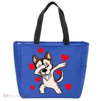 Dabbing Siberian Husky Valentines Day Tote Bag thumb 0
