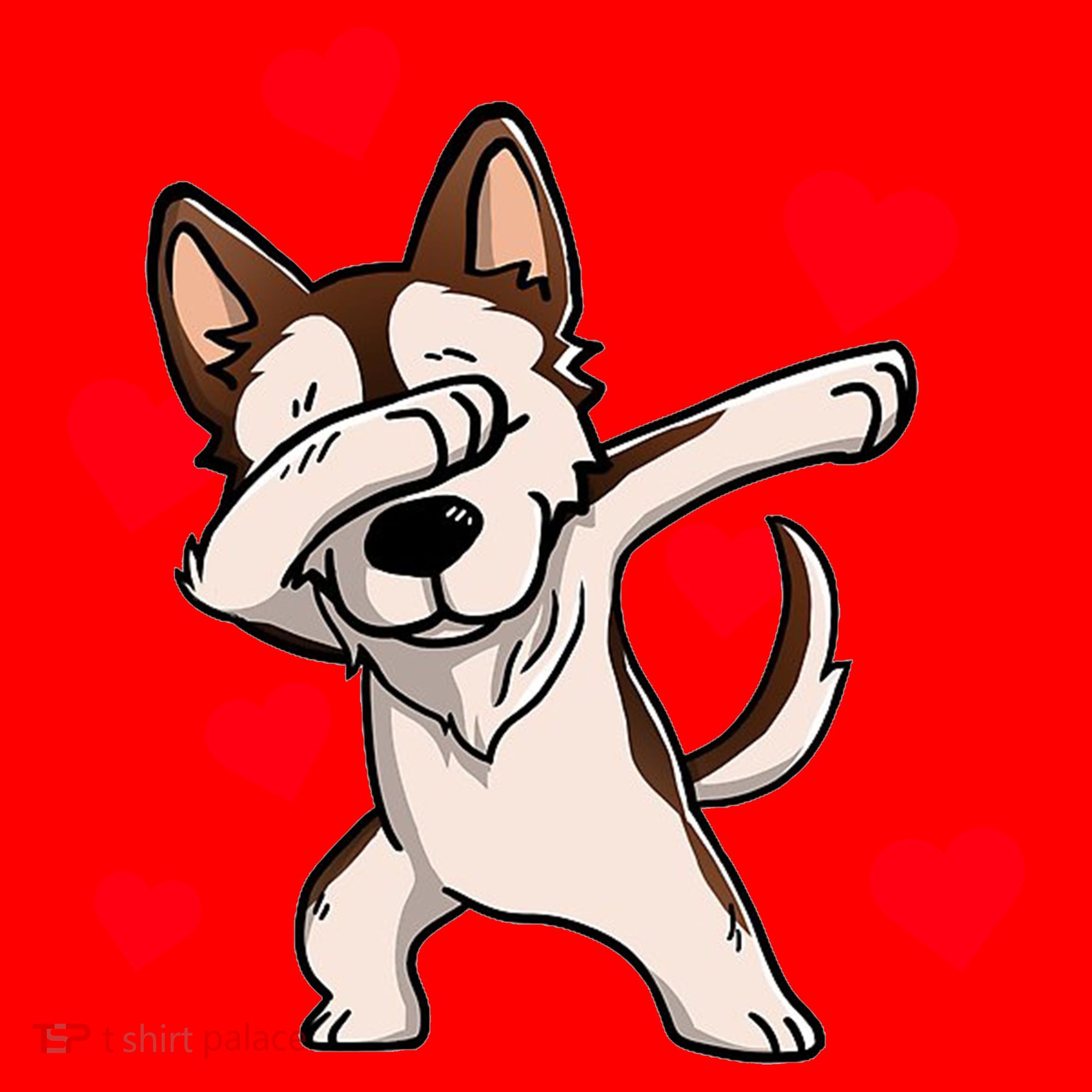 Dabbing Siberian Husky Valentines Day Santa Hat