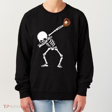 Dabbing Skeleton Baseball Glove Catch Dab Women's Sweatshirt