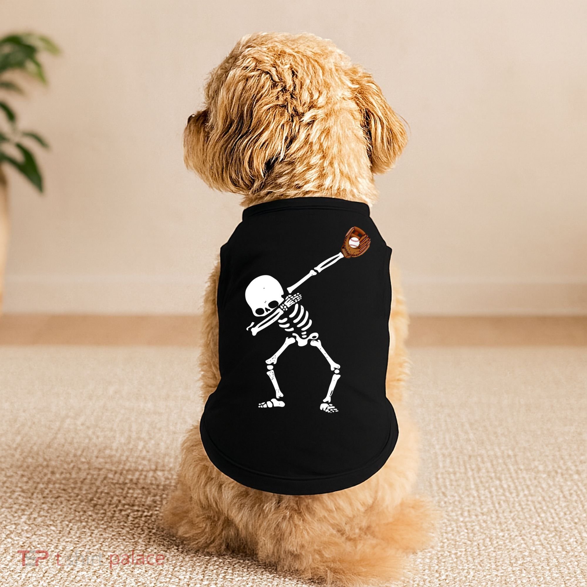 Dabbing Skeleton Baseball Glove Catch Dab Doggie Tank