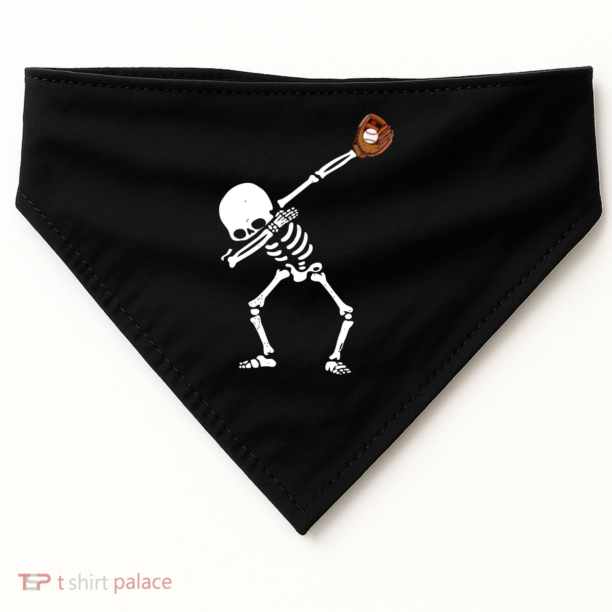 Dabbing Skeleton Baseball Glove Catch Dab USA-Made Doggie Bandana