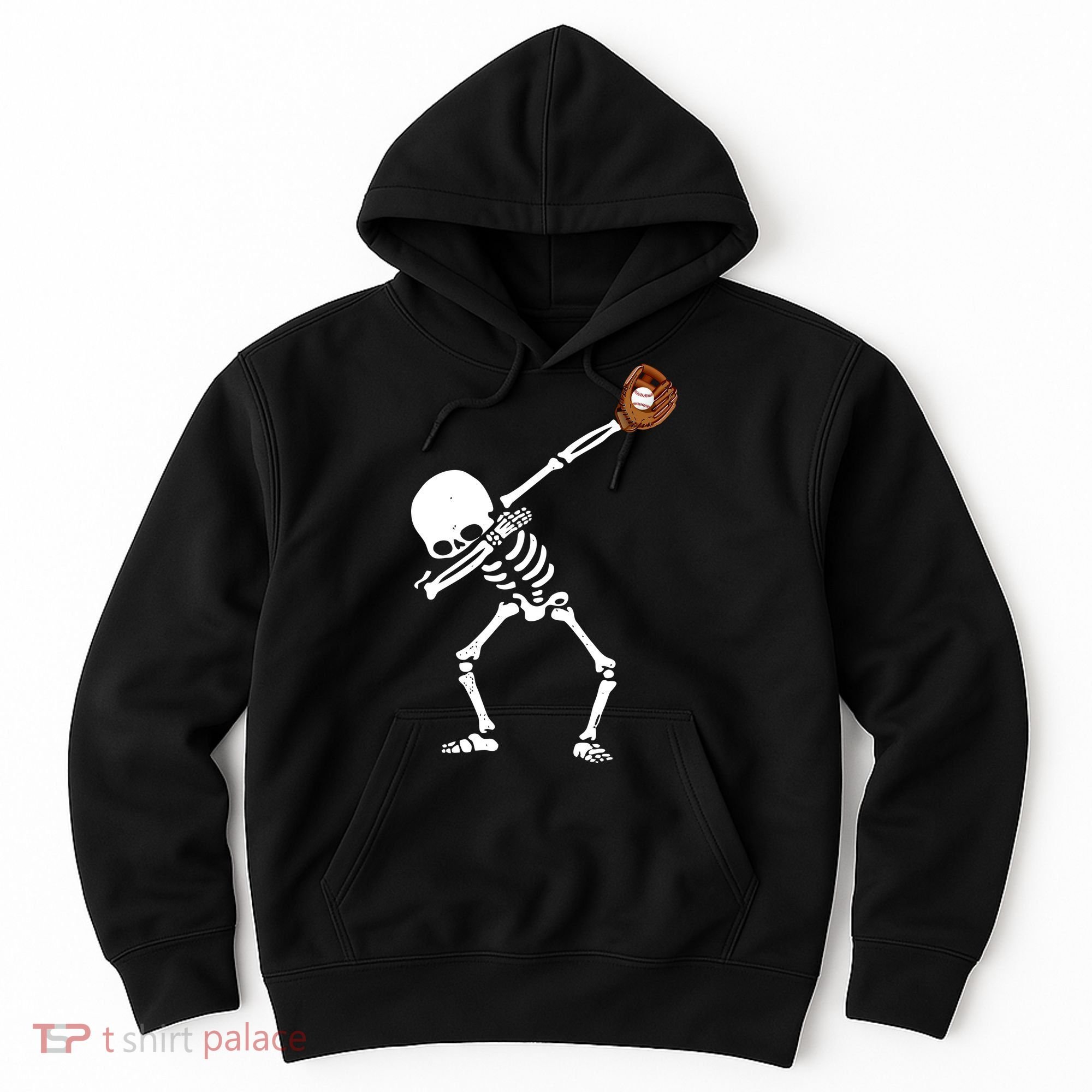Dabbing Skeleton Baseball Glove Catch Dab Hoodie
